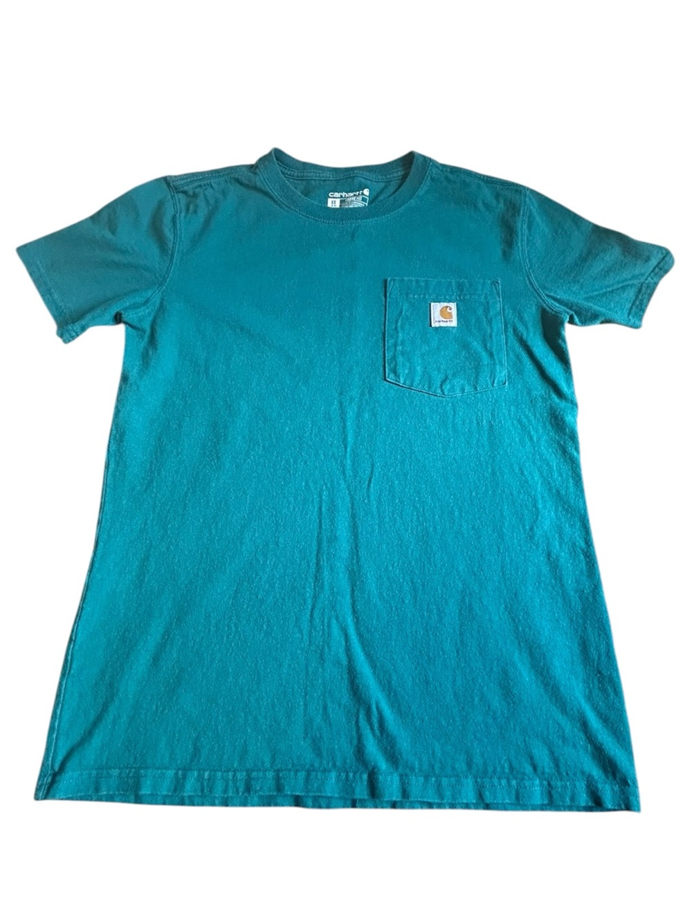 Carhartt Teal Pocket Tee XS K87 Workwear Heavyweight Cotton Shirt